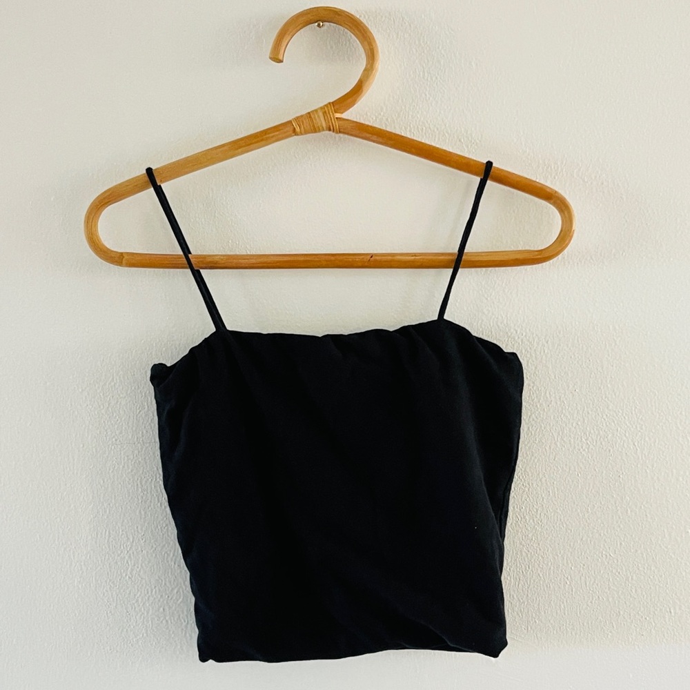 Love culture black tube top with spaghetti straps.